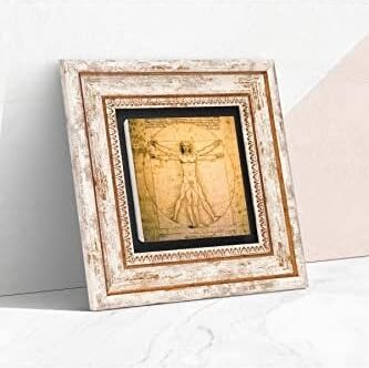 Leonardo Da Vinci Vitruvius Adamı Taş Duvar Tablosu - Çerçeveli Taş Tablo - Dekoratif Duvar Sanatı - Modern Ev ve Ofis Duvar Dekoru T1-17