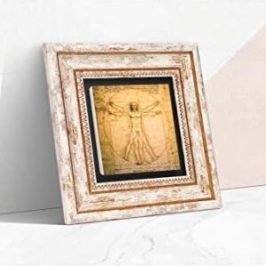 Leonardo Da Vinci Vitruvius Adamı Taş Duvar Tablosu - Çerçeveli Taş Tablo - Dekoratif Duvar Sanatı - Modern Ev ve Ofis Duvar Dekoru T1-17