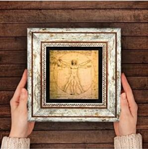 Leonardo Da Vinci Vitruvius Adamı Taş Duvar Tablosu - Çerçeveli Taş Tablo - Dekoratif Duvar Sanatı - Modern Ev ve Ofis Duvar Dekoru T1-17