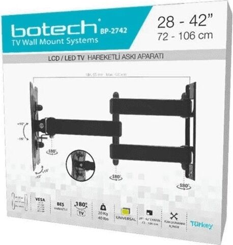 28-42 Inç - Hareketli Tv Askı Aparatı - 72-106 cm - LCD LED Tv Uyumlu