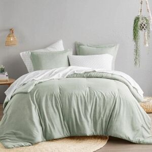 Comfort Spaces Ikiz Yorgan Seti - 2 Adet (1 Mikrofiber Yorgan ve 1 Parça) Çiftlik Evi Yatak Yorganı Tüm Mevsimler Için Boho Nevresim Takımı, Hafif Katı Yatak Yorgan Takımları, Ikiz/ikiz Xl, Adaçayı