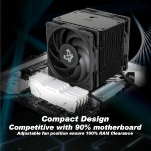 Scythe Mugen 6 Dual Fan Black Edition Cpu Hava Soğutucu, Intel LGA1700, LGA1151, Amd Am5, Am4 Desteği, 120MM, Tek Kule, Alüminyum Üst Kapak (Mugen 6 Dual Fan Black Edition)