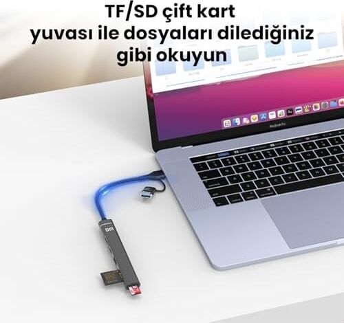 CHB025 Usb-A ve Type-C Girişli 2*type-C 1*usb-A Sd Micro Sd Tf Kart Okuyucu Çoklayıcı Dönüştürücü