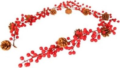 Yılbaşı Lüks Dekor Süsleri Lüks Kokina Garland 150CM Kokina Kozalaklı Berry Şerit Süsler