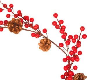 Yılbaşı Lüks Dekor Süsleri Lüks Kokina Garland 150CM Kokina Kozalaklı Berry Şerit Süsler