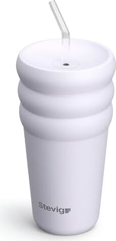 3 Bubble Two-Cap Straw Tumbler Çelik Termos 600 ml Lilac Hint ST-245