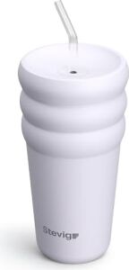 3 Bubble Two-Cap Straw Tumbler Çelik Termos 600 ml Lilac Hint ST-245