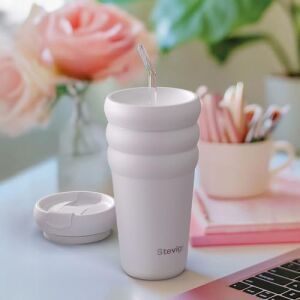 3 Bubble Two-Cap Straw Tumbler Çelik Termos 600 ml Lilac Hint ST-245