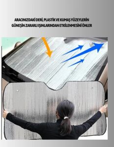 Metalize Reflektörlü Katlanabilir Araç Güneşliği – Yüksek Performanslı Isı ve Uv Koruması