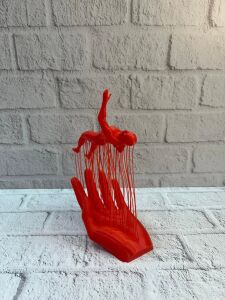 3D El Formlu Insan Figürü Kırmızı Modern Soyut Dekoratif Biblo 12X18 cm