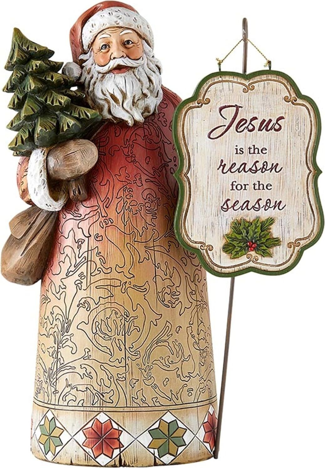 Neşeli Isa Sezonun Nedeni Noel Baba Heykelcikler, Tam Renkli Noel Haberleri Dini Heykel Masa Üstü Dekorasyon, 30 cm