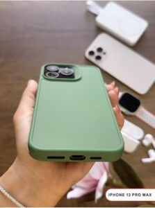 Kamera Korumalı Darbeye Dayanıklı Renk Atmayan Keep Silikon Kılıf Haki iPhone 13 Pro Max ile Uyumlu