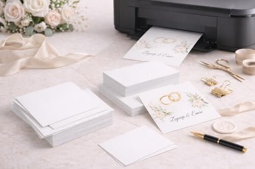 250 gr 1. Hamur Boş Davetiye Kartı 10X15 cm – Yazıcı Uyumlu Beyaz Kart – 100 Adet