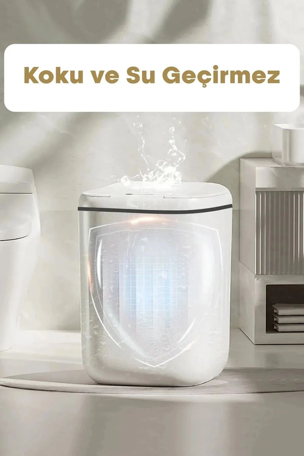 Akıllı Teknolojik Sensörlü Çöp Kovası Işık Antibakteriyel Koku Geçirmez Mutfak Banyo Wc Ofis 20L Uv