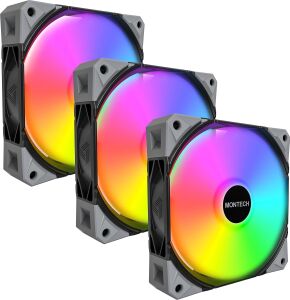 E28 Argb 120 mm Kasa Fanı, Gelişmiş Soğutma Verimliliği Için 28 mm Kalınlığında Fan, Pwm 4 Pimli, Fdb Rulman, Sessiz Düşük Gürültü, 2000 Rpm, Aıo Uyumlu (Siyah, 3'ü 1 Arada Paket)