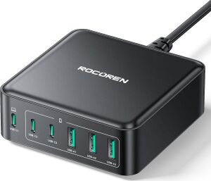 160W 3*type-C ve 3*usb-A 6 Portlu Şarj Cihazı Laptop Uyumlu Gan Masaüstü Şarj Istasyonu