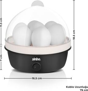 SEB-5807 Yumurta Haşlama Makinesi, 7 Yumurtalık Elektrikli Yumurta Pişirici, 350 W, Otomatik Kapanma, Sesli Uyarı, Şeffaf Kapak