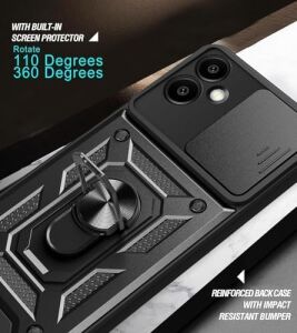 Galaxy A06 Uyumlu Kılıf – 2 Adet Ekran Koruyucu Dahil, Siyah | Askeri Düzey Koruma | Mıknatıslı Stand | Kamera Lens Koruması | Araç Içi Mıknatıslı Tutucu ile Uyumlu