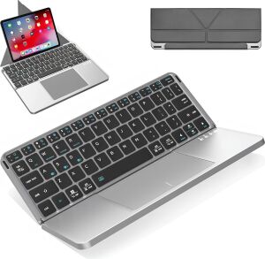 Katlanabilir Türkçe Q Kablosuz Klavye, Tablet Telefon Standlı, Geniş Touchpad, Çoklu Cihaz Bağlantı, Scissor Tuş, 500MAH, Tablet Telefon Laptop Uyumlu Klavye, Siyah (IBOX11)