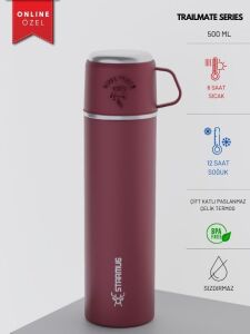 Trailmate Serisi Bardaklı 500 ml Çelik Termos