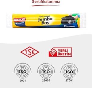 Ekonomik Endüstriyel Çöp Torbası Jumbo Siyah 10’lu 80×110 Cm, Yırtılmaya Dayanıklı, Jumbo Boy Çöp Poşeti, Çift Katlı, Geri Dönüştürülebilir, Fabrika, Inşaat, Depo, Kafe, Otel, Hastane, Bahçe