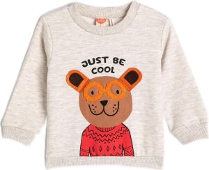 Sweatshirt Köpek Baskılı Uzun Kollu Bisiklet Yaka Pamuklu