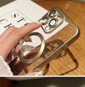 iPhone 16 Pro / 16 Pro Max Çöl Titanyum Kamera Korumalı Kılıf Manyetik Şarj Özellikli Telefon Rengi Ile Aynı Magee Safee ile Uyumlu Kılıf Esnek Darbeye Dayanıklı Hd Korumalı (Iphone 16 Pro Max Çöl)