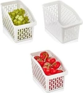 Smartizi 3'lü Organizer Seti - Midi Boy (Orta Boy) Beyaz Buzdolabı ve Mutfak Düzenleyici (16 x 29 x 17 Cm)