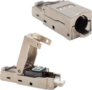 Pensesiz Kolay Bağlantılı Metal Cat6 Stp Jack Konnektör