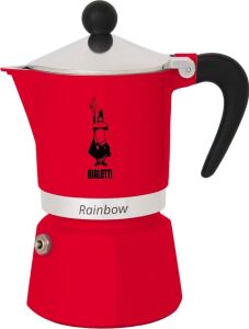 -: 3 Cups Ocak Üstü Espresso Pişirici - 130ML - Kırmızı Renk - Alüminyum Gövde - Patentli Güvenlik Valfi - Tüm Ocak Türleri Için Uygundur (Indüksiyon Hariç)