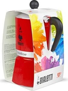 -: 3 Cups Ocak Üstü Espresso Pişirici - 130ML - Kırmızı Renk - Alüminyum Gövde - Patentli Güvenlik Valfi - Tüm Ocak Türleri Için Uygundur (Indüksiyon Hariç)