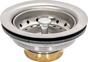 Ez-Flo Mutfak Lavabo Süzgeci 30003, Pirinç Eklemli, Paslanmaz Çelik Sepet, 8.9-10.2 cm Açıklık