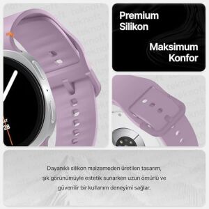 Galaxy Watch 8 (40MM/44MM) ve Watch 8 Classic (46MM) Için Konforlu ve Yumuşak Silikon Kordon (Lila)