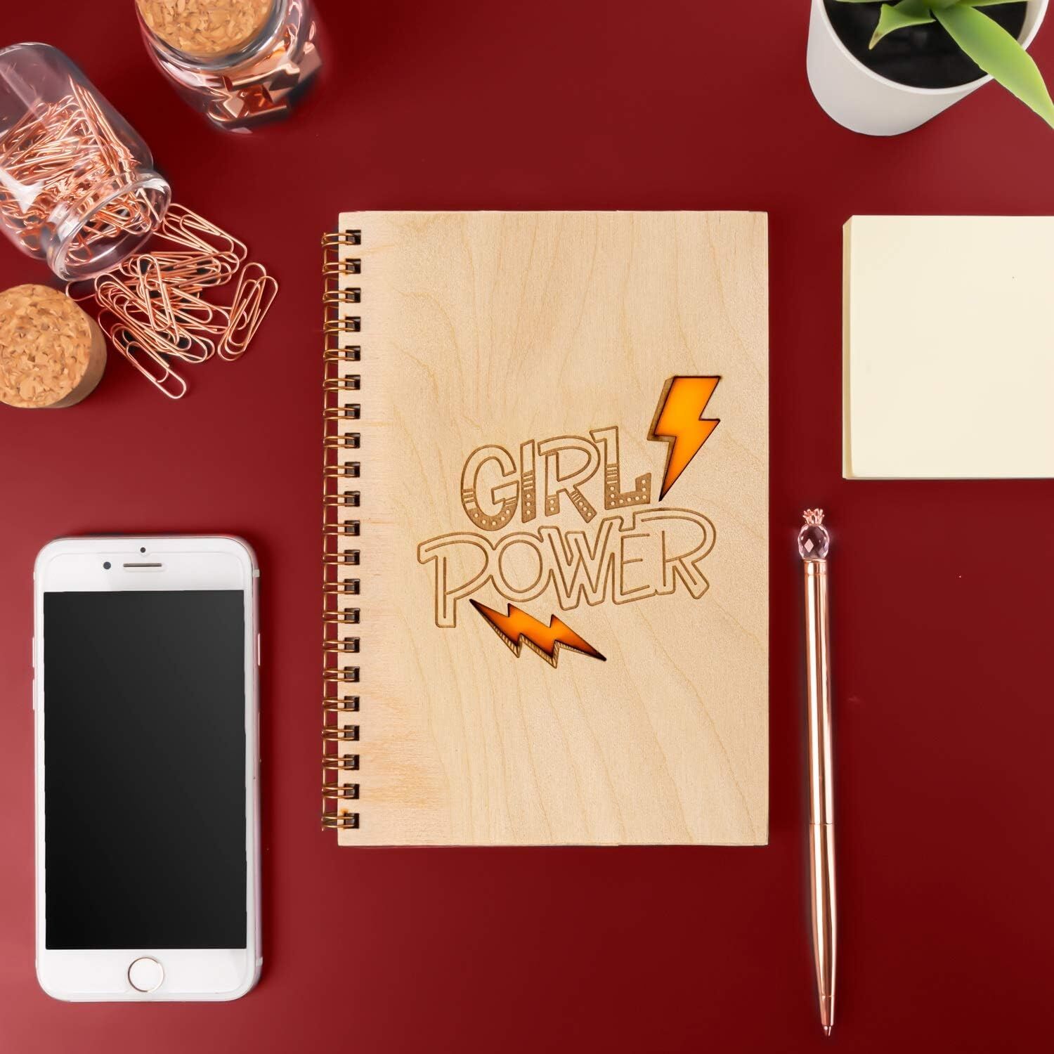 Girl Power Ahşap Kapaklı Defter