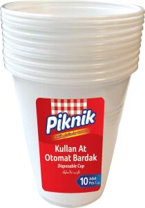 Piknik Kullan At Plastik Bardak Otomat 10'lu Beyaz 1481