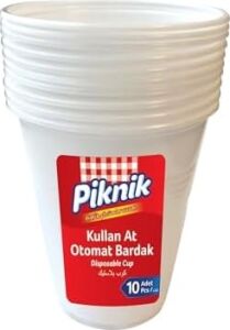Piknik Kullan At Plastik Bardak Otomat 10'lu Beyaz 1481