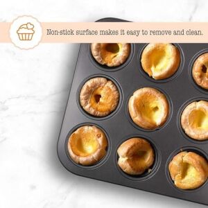 Sogud 12'li Muffin Kalıbı - Yapışmaz Metal Cupcake Kalıbı - Fırına Uygun Kek ve Muffin Pişirme Tepsisi - Yuvarlak Gözlü Dayanıklı Kek Kalıbı - Kolay Temizlenir - Ev Tipi Kullanıma Uygun