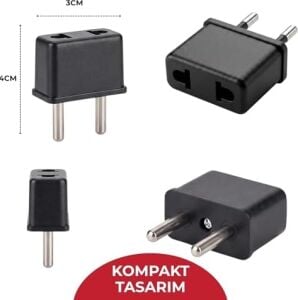 Universal Priz Dönüştürücü Adaptör - Us/uk/au/cn To Eu/tr Fiş Çevirici - Amerikan/ingiliz Tipi Fişi Türk Tipi Prize Dönüştüren Siyah Kompakt Adaptör