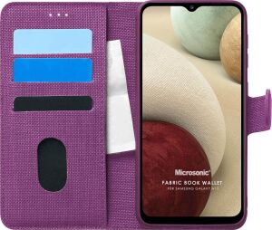 Galaxy A12 Için Kılıf Fabric Book Wallet Mor [galaxy A12 ile Uyumlu Kılıf - Mor]