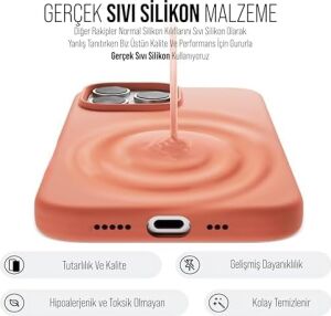 iPhone Kılıf Ince Sıvı Silikon 3 Katmanlı Tam Kaplamalı Yumuşak Jel Kauçuk Kılıf Kapak, Turuncu (Iphone 11 Pro 8)