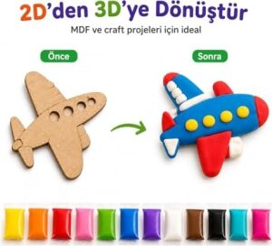 Hayal Gücü Kil Seti - 12 Renkli Hava ile Kuruyan Zıplayan Kil Hamuru, Yumuşak ve Kolay Şekillenen, Kokusuz, Eğitici Aktivite Seti -