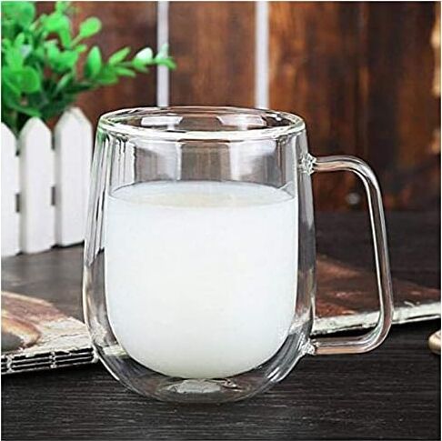 Vicloon Çift Duvar Cam Kupa, Isı Yalıtımlı Bardak Bardak, Saplı 250 Ml, Çay Su Bardakları, Kahve, Süt, Cappuccino, Espresso, Şeffaf Bira, 2'li Set