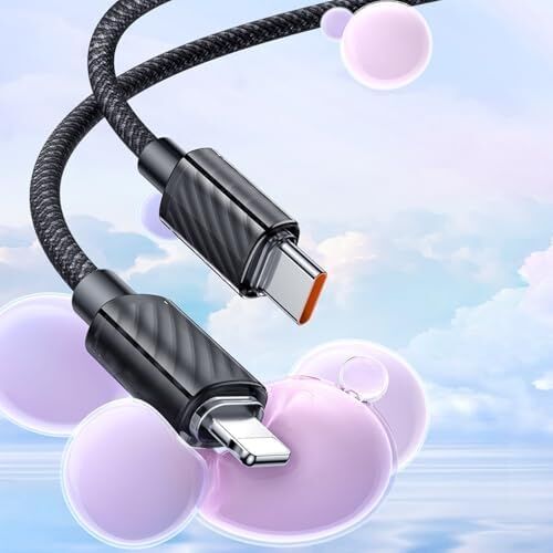 CA-3660 Crystal Serisi Type-C To Lightning 36W Pd Hızlı Şarj ve Veri Aktarım Örgü Kablo Siyah 1.2m