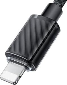 CA-3660 Crystal Serisi Type-C To Lightning 36W Pd Hızlı Şarj ve Veri Aktarım Örgü Kablo Siyah 1.2m