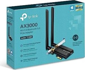 TX50E, AX3000 Mbps Wi-Fi 6 Bluetooth 5.0 Pcıe Ağ Kartı, Iki Anten, 1024-QAM,OFDMA ve 160 Mhz Bant Genişliği, Ultra Düşük Gecikme, Intel Wi-Fi 6 Yonga Seti, Windows 10/11'i Destekler