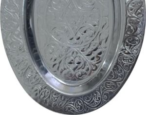 Paslanmaz Çelik Oval Tepsi – 304 Kalite Krom Kaplama, Dekoratif ve Servis Amaçlı Tabak (30 Cm)