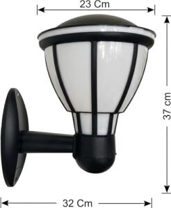 Kupa Serisi Bahçe Duvar Apliği 37 cm - Siyah E27 Duylu Zita Dış Mekan Lambası - IP54 Su Geçirmez, Uv Korumalı Modern Tasarım (Ampul Hariç)