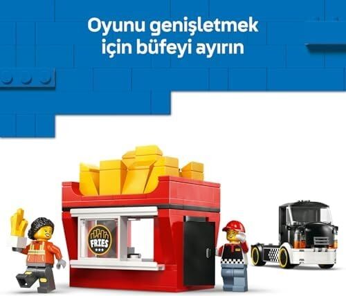 City Patates Kızartması Kamyonu 60488 – 5 Yaş ve Üzeri Çocuklar Için Satıcı ve Müşteri Minifigürü ile Yemek Aksesuarları Içeren Yaratıcı Oyuncak Yapım Seti, Çocuklar Için Hediye Fikri (216 Parça)