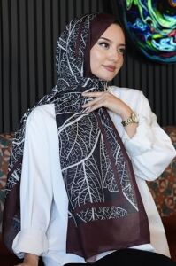 Mermer Desen Bordo Soft Pamuk Şal Çok Renkli 54