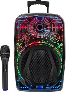 8 Inç Taşınabilir Karaoke Hoparlör Mikrofonlu Rgb Işıklı Bluetooth Speaker